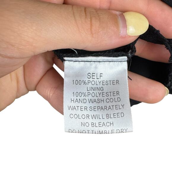 Pinch NWT Black Sheer Chiffon Textured Ruffle Long Sleeve Blouse w Camisole - Picture 15 of 15